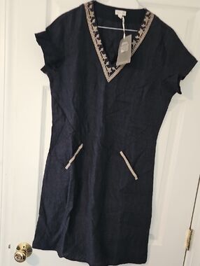 vecchio linen dress Casual Midi Long Sleeves Linen Dress – Old Linen Mill main image 1